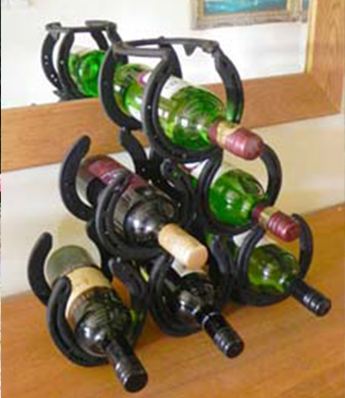 Horseshoe 6 bottle pyramid wine rack
